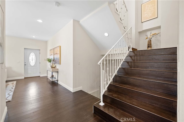 foyer entrance with wood-type flooring