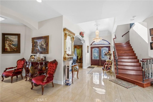 foyer entrance with french doors