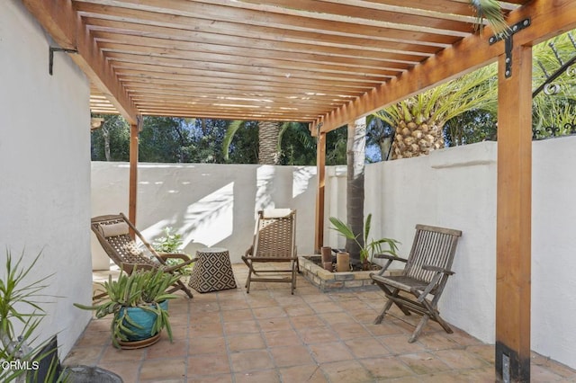 view of patio / terrace featuring a pergola