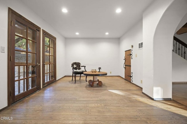 interior space with light hardwood / wood-style flooring