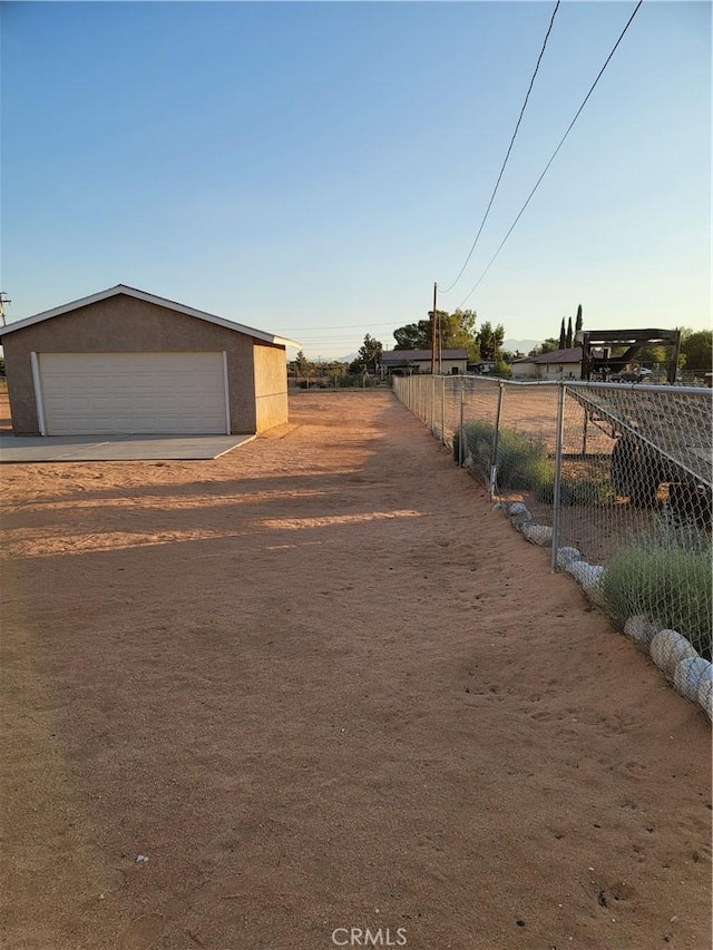 exterior space with a garage