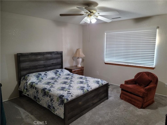 bedroom with carpet and ceiling fan