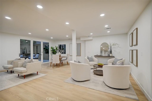 living room featuring light hardwood / wood-style floors