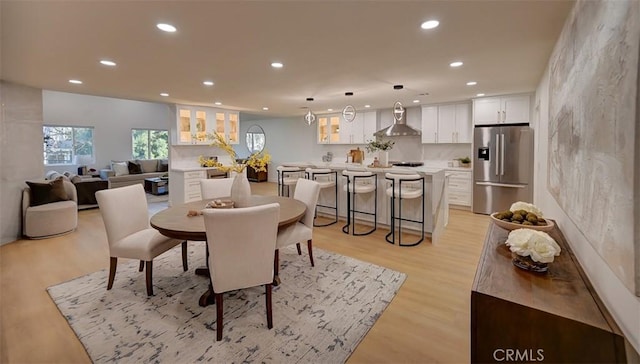 dining area featuring light hardwood / wood-style flooring