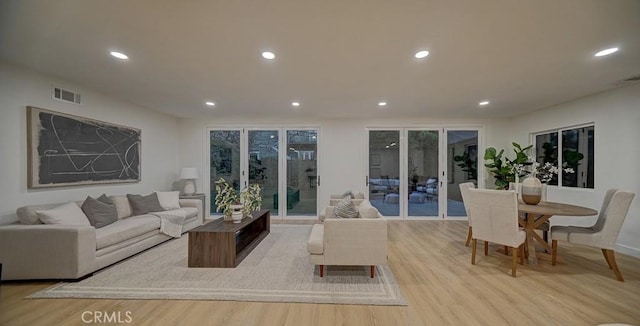 living room featuring light hardwood / wood-style flooring