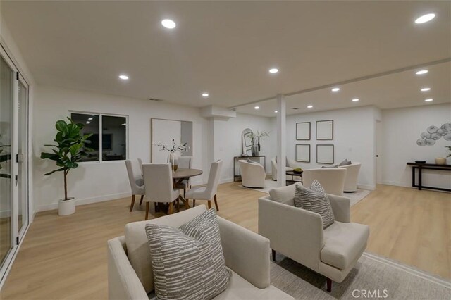 living room featuring light hardwood / wood-style flooring