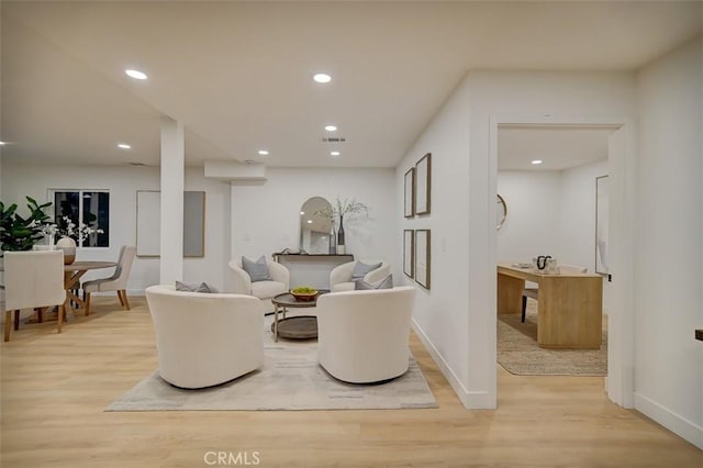 living room featuring light hardwood / wood-style flooring