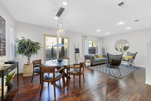 dining room featuring dark wood-type flooring