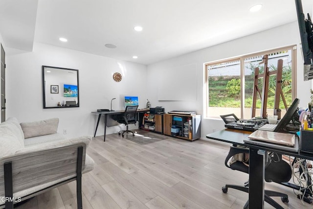 office space featuring light hardwood / wood-style flooring