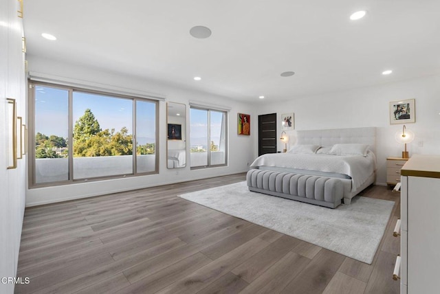 bedroom with light hardwood / wood-style flooring