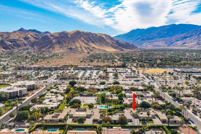 aerial view with a mountain view