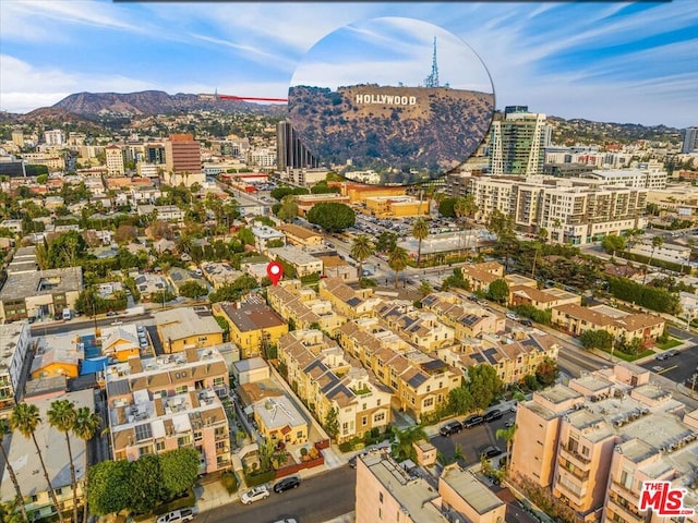 aerial view with a mountain view