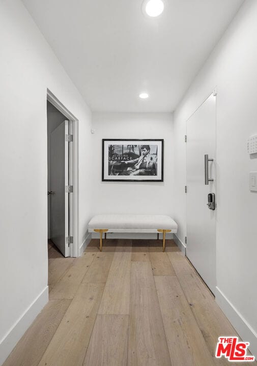 hall featuring light wood-type flooring