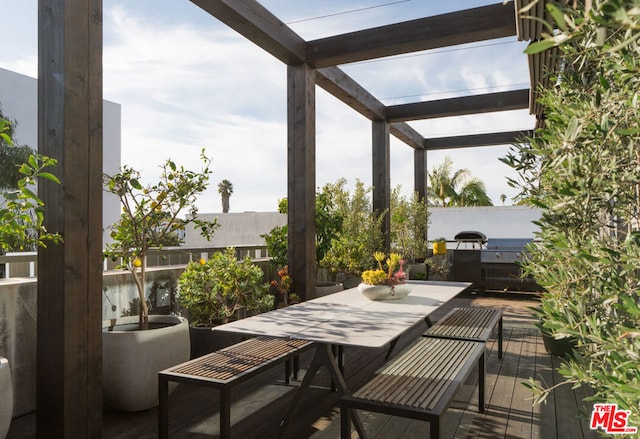 view of patio / terrace featuring a pergola