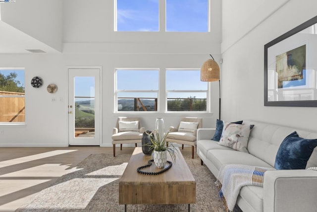 living room with hardwood / wood-style flooring