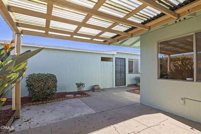 view of patio / terrace featuring a pergola