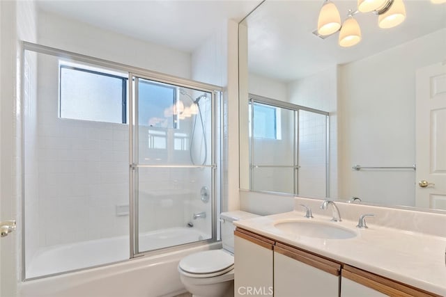 29121 Thousand Oaks Blvd Unit C, Agoura Hills, CA 91301 - full bathroom with vanity, enclosed tub / shower combo, and a chandelier
