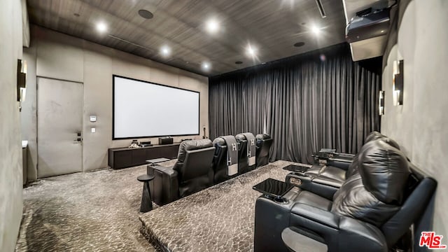 view of carpeted home theater