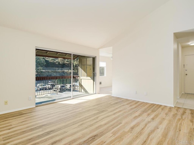 spare room with light wood-type flooring