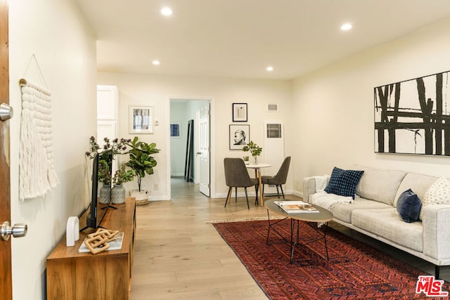 living room with light wood-type flooring