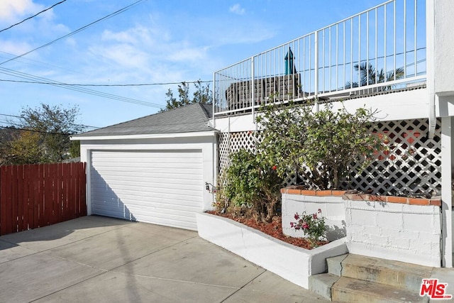 view of garage