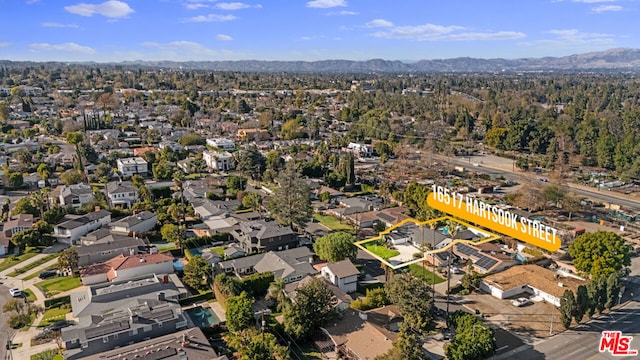 drone / aerial view with a mountain view