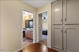 hall featuring dark hardwood / wood-style floors