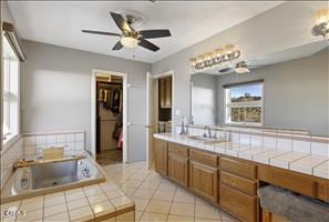 bathroom with tile patterned floors, a wealth of natural light, and sink