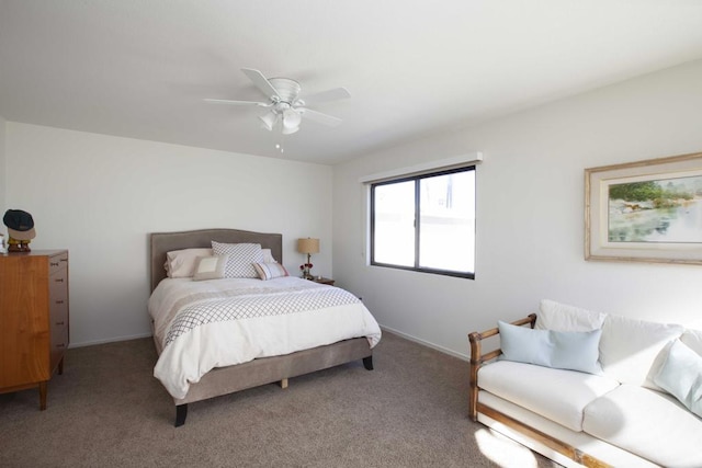 bedroom with carpet flooring and ceiling fan