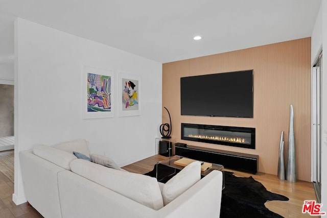 living room with hardwood / wood-style floors