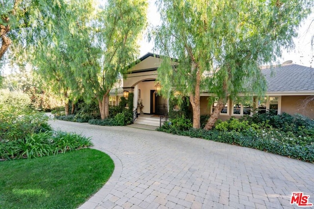 view of property hidden behind natural elements