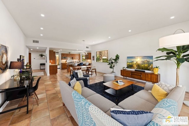 view of tiled living room