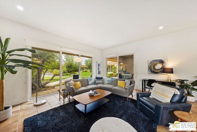 view of tiled living room