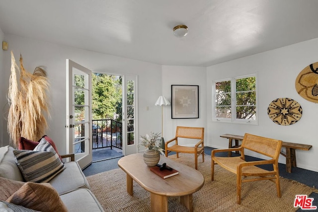 living room with carpet