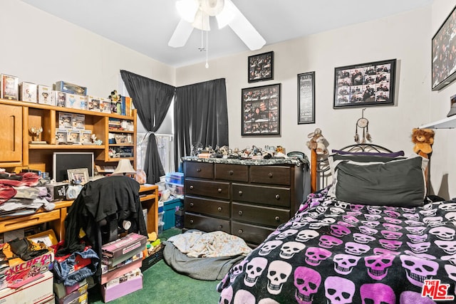 bedroom with carpet and ceiling fan