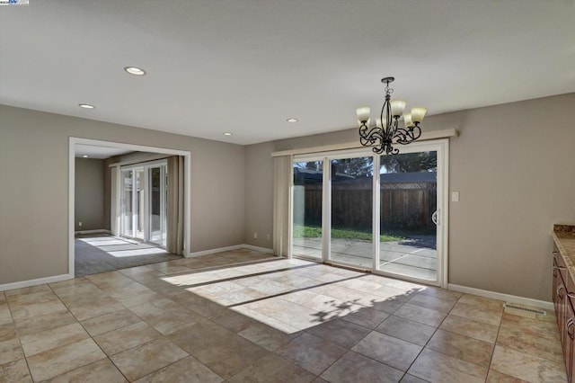 interior space with an inviting chandelier