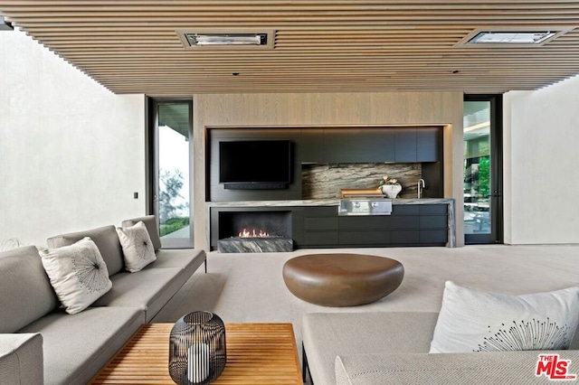 living room with expansive windows