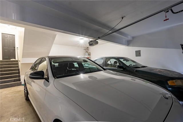 garage with a garage door opener