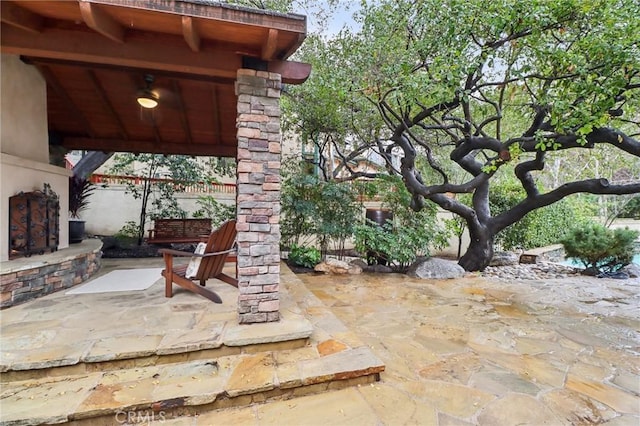 view of patio featuring a gazebo