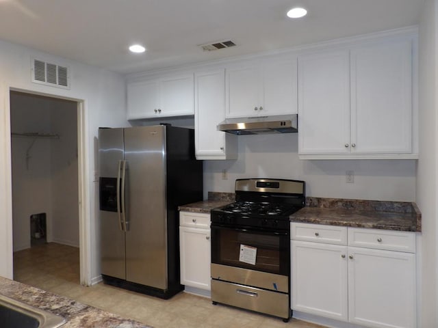 kitchen featuring white cabinetry and appliances with stainless steel finishes