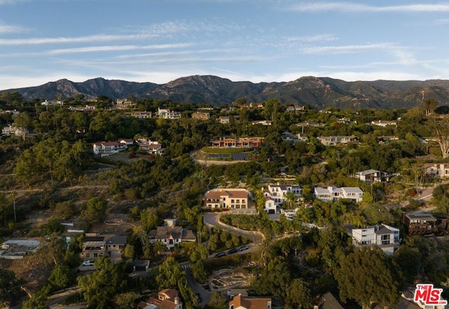 drone / aerial view with a mountain view