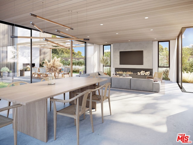 interior space with wooden ceiling