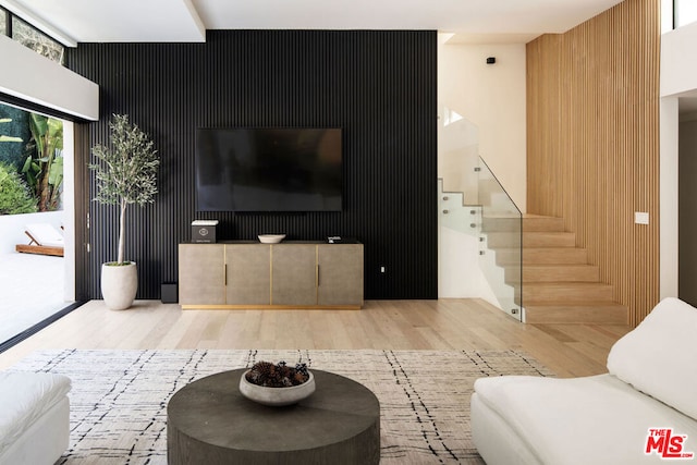 living room featuring light wood-type flooring