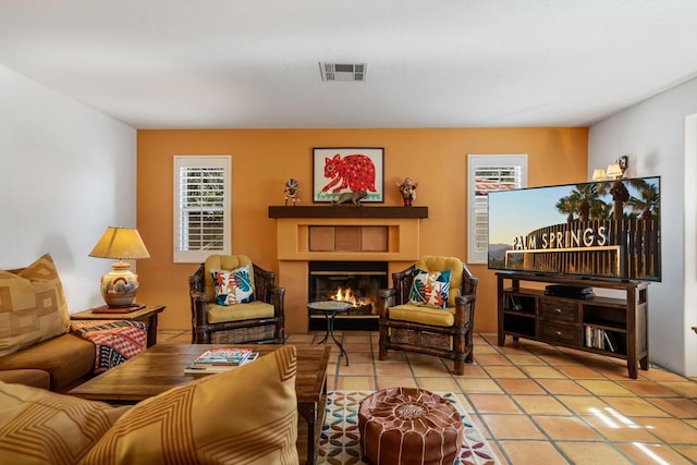 view of tiled living room