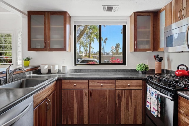 kitchen featuring sink, stainless steel appliances, and a wealth of natural light