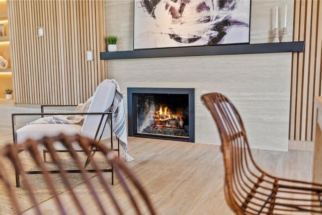 living area with wood-type flooring