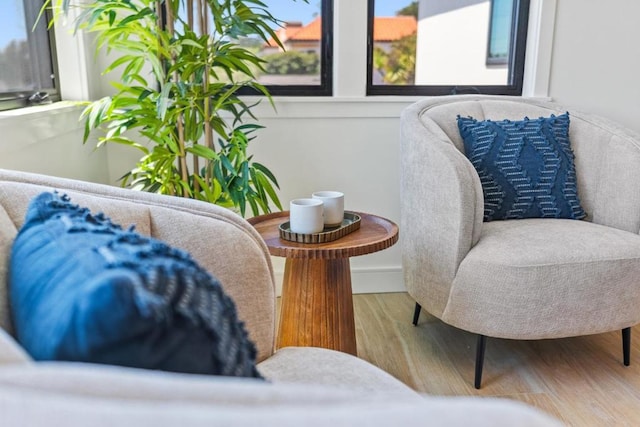 living area featuring light wood-type flooring