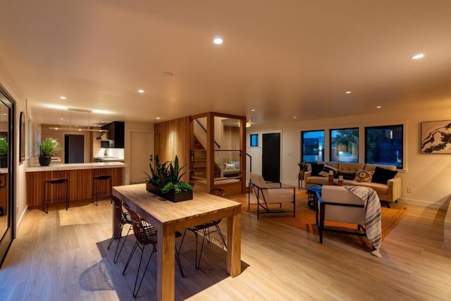 dining room featuring light wood-type flooring