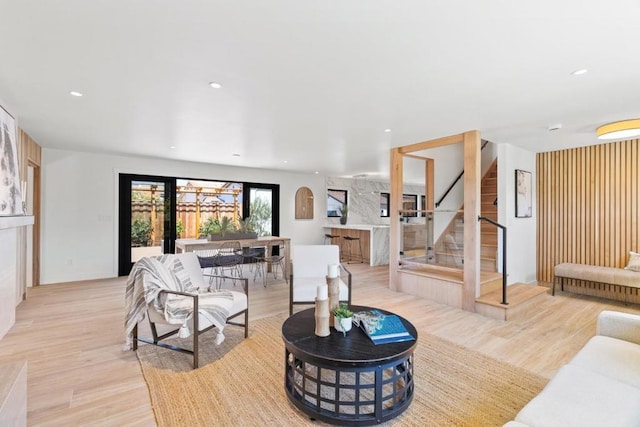 living room featuring light hardwood / wood-style flooring