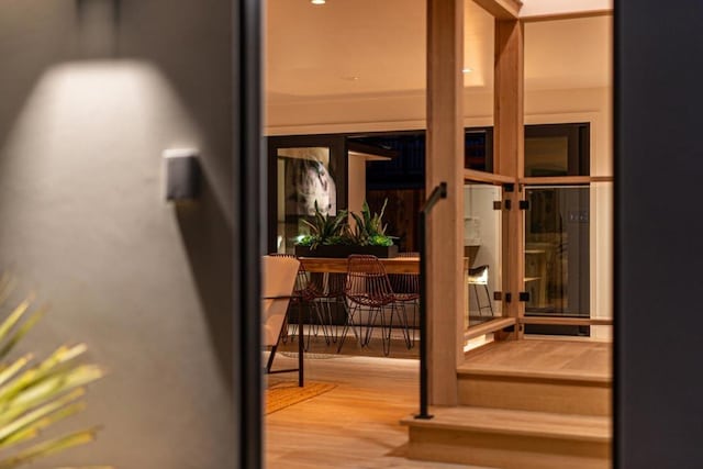 doorway featuring hardwood / wood-style floors